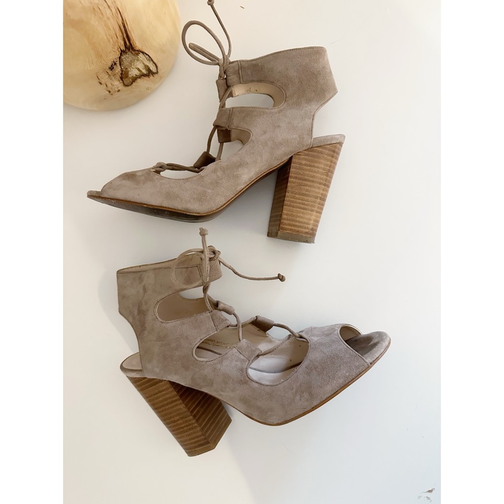 Sapena ~ Made in Spain leather Gladiator Lace Up Heeled Sandals Tan